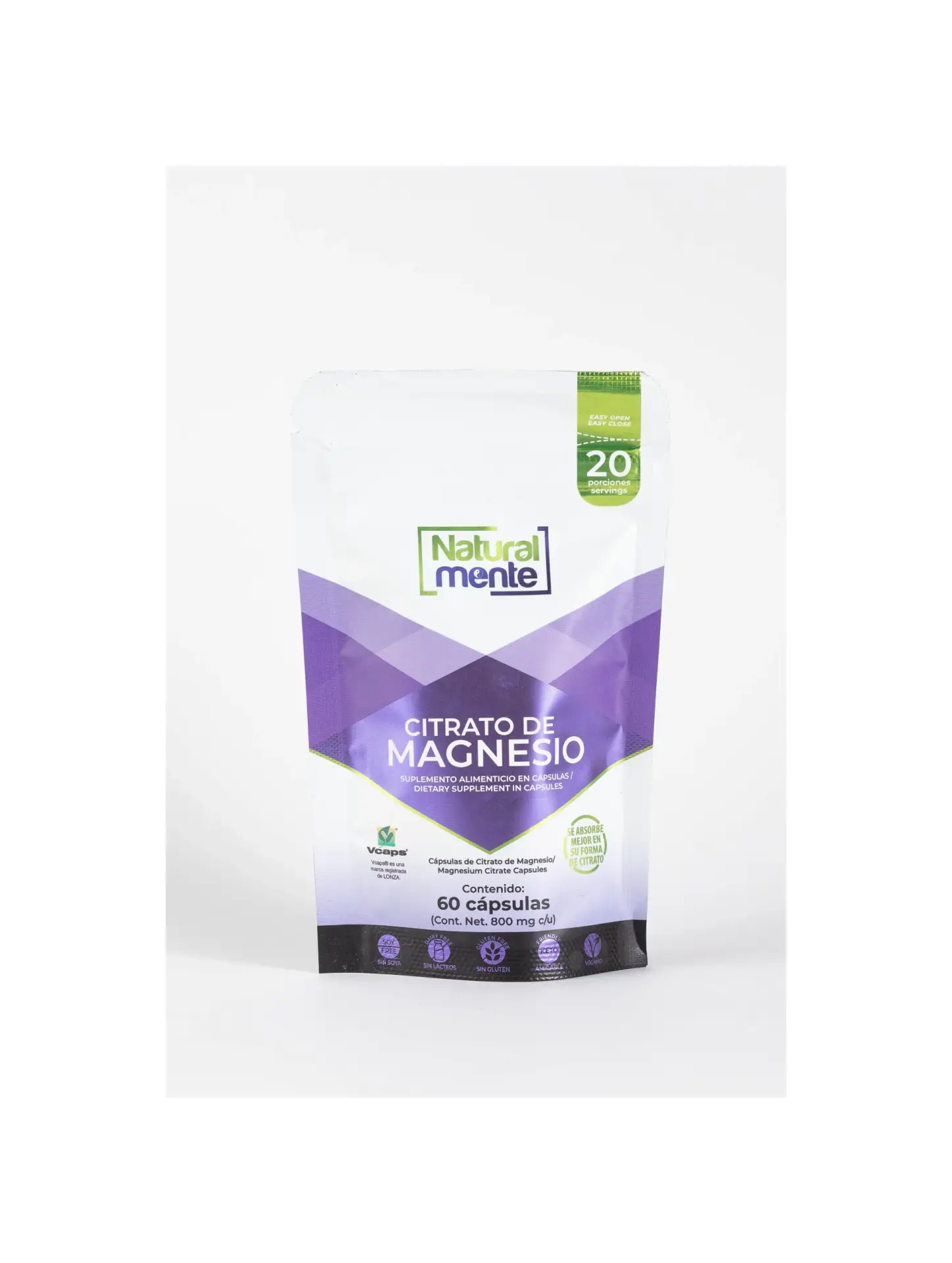 Citrato de Magnesio de Naturalmente | 60 cápsulas 800 mg